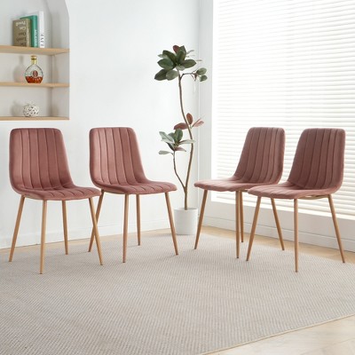 34.10"Modern PU seat dining chair Living room chair Upholstered chair, gold-plated metal legs design, Black ,kitchen, living room (set of 4)