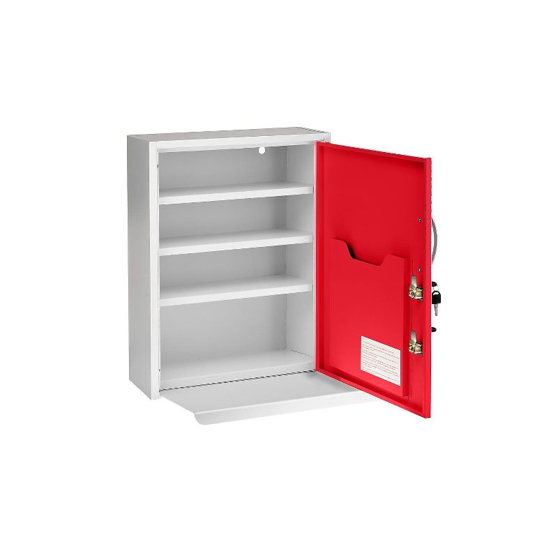 AdirMed 21 in. H x 16 in. W Dual Lock Surface-Mount Medical Security Cabinet in Red with Pull-Out, 5 of 8