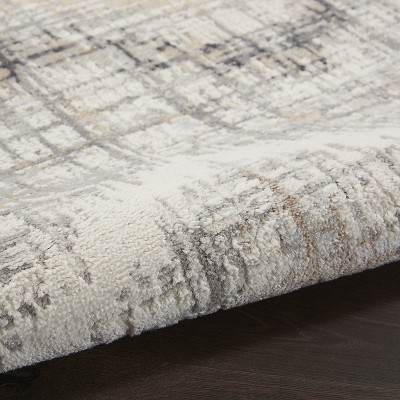 Modern Abstract Chevron 8' x 10' Grey Ivory Synthetic Area Rug