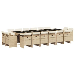 vidaXL Patio Dining Set Set of 16 Beige, Cream White, Black - 1 of 4