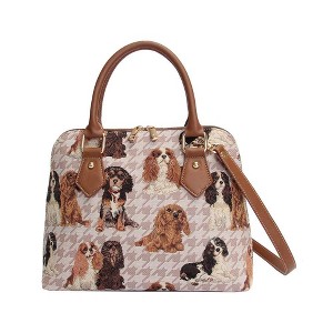 Signare USA King Charles Cavalier Spaniel Brown Convertible Top Handle Handbag - 1 of 4