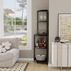 LIVAREEmlen 5 Tier Corner Shelf with USB Plug,Glass Holder,Tall Standing Shelf for Wall Corner, Narrow Bookshelf - 4 of 4