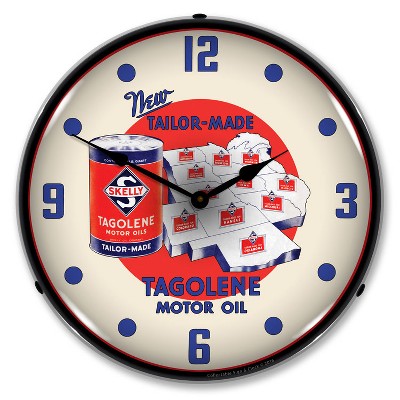 Collectable Sign & Clock | Skelly Motor Oil LED Wall Clock Retro/Vintage, Lighted