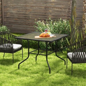 MOEPISY 35 x 35 Inch Patio Dining Table with 1.5 Inch Umbrella Hole without Umbrella - 1 of 4