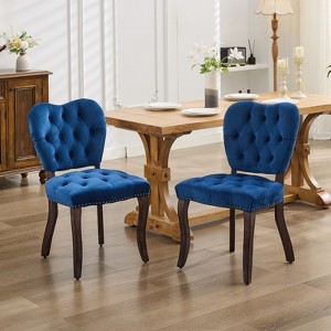 DOMETOUR Fabric Dining Chair Vintage Tufted Upholstered Set of 2 - 1 of 4