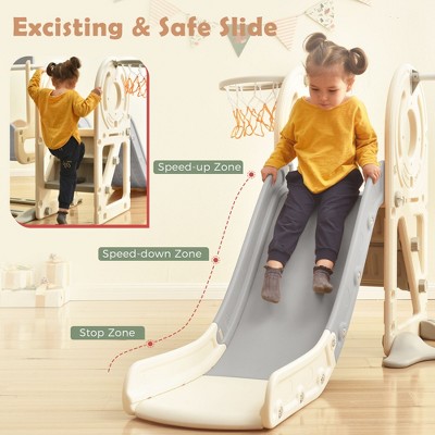 Kids Swing Set With Bus Play Structure Freestanding Climber Slide Playset With Basketball Hoop For Boys Girls Birthday Christamas Gift