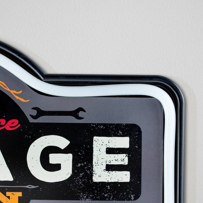 Big Daddy's Full Service Garage LED Neon Sign with Green Frame