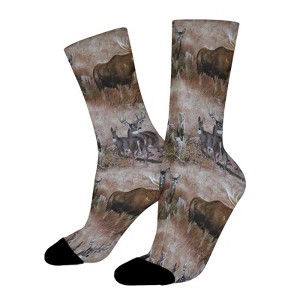 Deer Bear Moose Wildlife Women Printed Crew Socks Funny Funky Socks Soft Polyester Novelty Gifts for Artists Men - 1 of 1