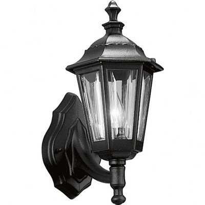 Progress Lighting Drayton Hall 1-Light Outdoor Wall Lantern in Black Finish, Clear Acrylic Panels