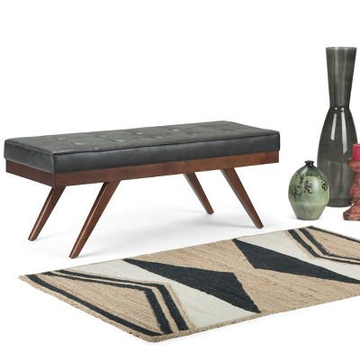 NicBex Modern Mid-Century Tufted Button Ottoman Bench with Wooden Legs,Upholstered Shoe Bench for Living Room,Bedroom,Entryway