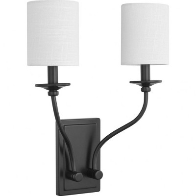 Progress Lighting Bonita 2-Light Wall Sconce, Brushed Nickel, Summer Linen Shade