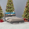 Queen Size LED Bed Frame with Storage Headboard and Charging Station, No Box Spring Needed,with 2 AC Outlets, 1 USB Port, 1 Type-C Port - 3 of 4