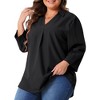 Agnes Orinda Women's Plus Size Long Sleeve V Neck Chiffon Flowy Blouses - 2 of 4