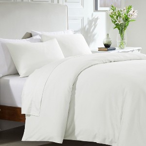 Duvet Cover Set 100% Cotton Sateen - Button Closure, Corner Ties by California Design Den - 1 of 4
