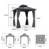 PURPLE LEAF Permanent Hardtop Gazebo Aluminum Frame Gazebo with Galvanized Steel Double Roof, UV-Resistant, Netting & Curtains included - Grey - 2 of 4