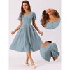 Allegra K Women's Plaid Summer Pleated Back Button Decor Puff Sleeve Maxi Dress - 2 of 4