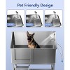 62" Stainless Steel Dog Grooming Bathtub, Pet Bathing Station with Left Side Door, Stairs, Faucet & Sprayer for Large Dogs - 3 of 4