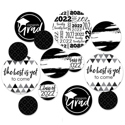Big Dot of Happiness Black & White Grad - Best is Yet to Come - 2022 Graduation Party Giant Circle Confetti - Grad Party Décor - Large Confetti 27 Ct