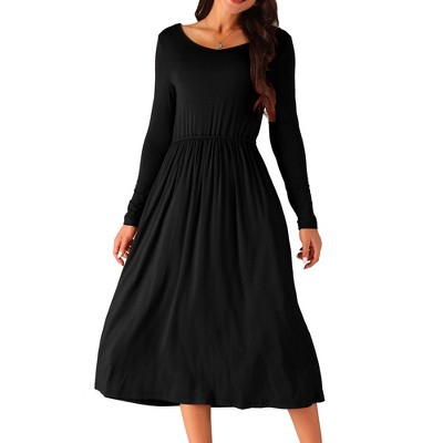 Seta T Women's V Neck Long Sleeve High Waist Dress