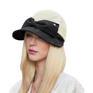 Anna-Kaci Women's Structured Visor Cloche Hat with Oversized Bow and Textured Dome Crown - 1 of 1
