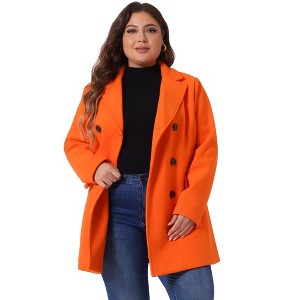 Agnes Orinda Women's Plus Size Winter Outfits Notched Lapel Double Breasted Overcoats - 1 of 4