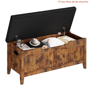 39" Large Wooden Flip-Top Storage Bench - Padded Seat, 2 Safety Hinges, 260 Lb Capacity - Entryway Bedroom Living Room Shoe Organizer - 1 of 4