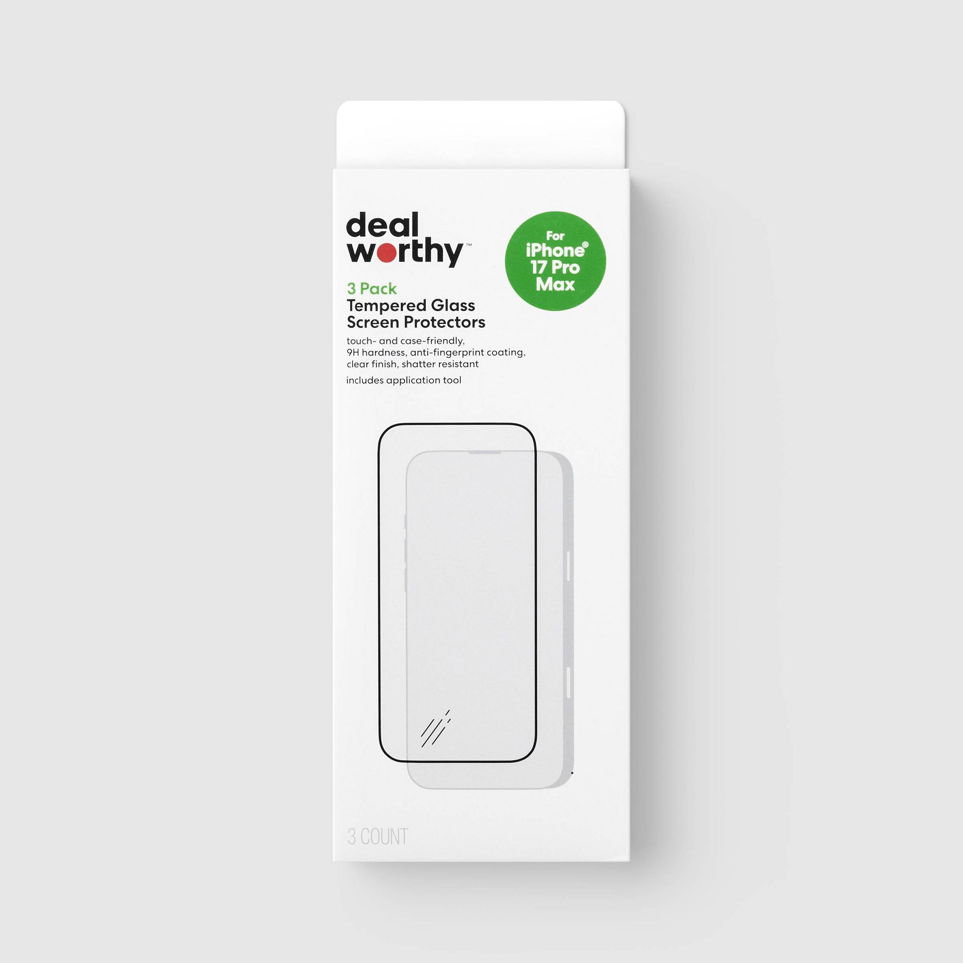 Apple iPhone 17 Pro Max Screen Protector Glass Shield 3pk - dealworthy™️
