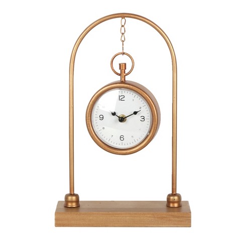 VIP Metal 13.5 in. Brown Table Top Hanging Clock - image 1 of 2