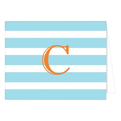 "C" Monogram Cabana Stripe Folded Notes Light Blue