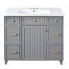 CAVINAS Bathroom Vanity with Ceramic Sink and Adjustable Shelves,Modern Freestanding Bathroom Vanity with Solid Wood Frame and 3 Drawers - 3 of 4