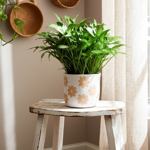 Planter and Flower Pot for Home Decor - Modern Planters with Sweet Floral Print for Living Room, Garden, or Patio Decor - 1 of 4