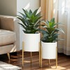 LuxenHome 2-Piece Diamond Pattern Round Metal Cachepot Planter Set - 2 of 4