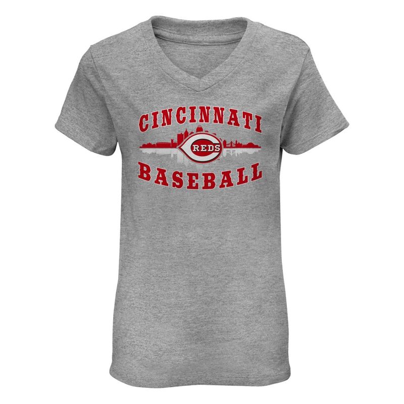 MLB Cincinnati Reds Girls&#39; V-Neck T-Shirt, 1 of 2