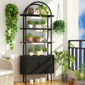 MOEPISY 71 Inch 5 Tier Shelf, Large Bookcase with 2 Door Storage Cabinet Modern Tall Broad Bookshelves Organizer Black - 1 of 4