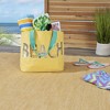 Mina Victory Handbag Sequin "Beach" 22" x 15" x 6" Bag with Matching Clutch Yellow - 3 of 4