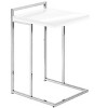Vynxaria Contemporary C-Shaped Accent Table - Glossy White Laminate & Chrome Metal, 16" L x 18.25" W x 26.5" H - 4 of 4