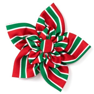 The Worthy Dog Holiday Stripe Flower Adjustable Collar Attachment Accessory - 1 of 1