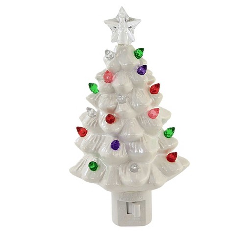 Vintage 6-1/2 Matte White Ceramic Christmas Tree Iridescent Glitter - No  Base