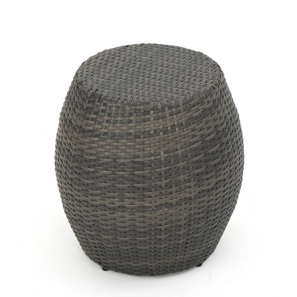 Photos - Garden Furniture Canary Wicker Side Table - Gray - Christopher Knight Home