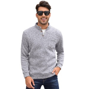 BLUEMING Men's Marled Knit Fleeced Sweatshirts Henley Neck Tops Warm Knitted Winter Thermal Sweat Shirts Button Mens Pullovers - 1 of 4
