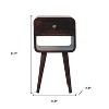 HomeRoots 22" Walnut Solid Wood Square One Drawer Nightstand - 3 of 4