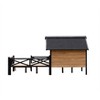 Cesicia Brown 43.6" L x 66.9" W x 32.7" H Unique All-Around Iron Frame,Outdoor Large Wooden Cabin House Style Wooden Dog Kennel with Porch - 4 of 4