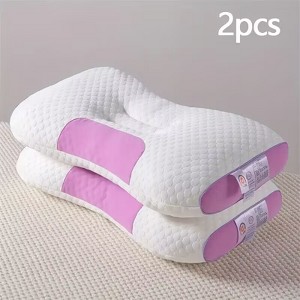 Rbied 3D Knitted Cotton Massage Pillow Cervical Pillow for Sleeping Side Back Stomach Sleeper (2 pack) - 1 of 4