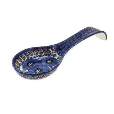 Blue Rose Polish Pottery Blue Art Large Spoon Rest