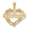 Black Bow Jewelry 14k Two Tone Gold and Rhodium Grandma Heart and Roses Pendant, 21mm - 3 of 4