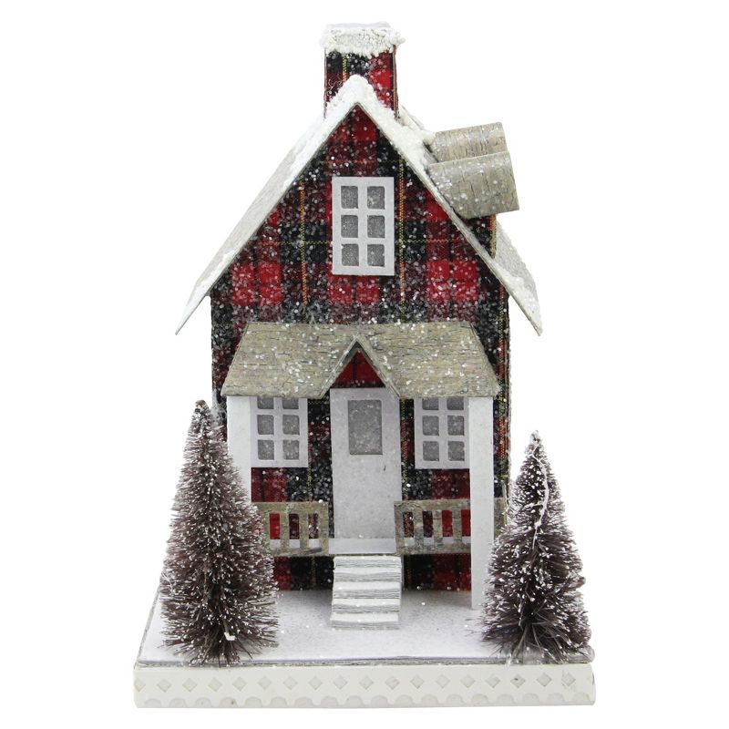 Northlight 9.5" Holiday Moments LED Lit Holiday Tartan House Christmas Decoration "Warm White Lights, 1 of 3