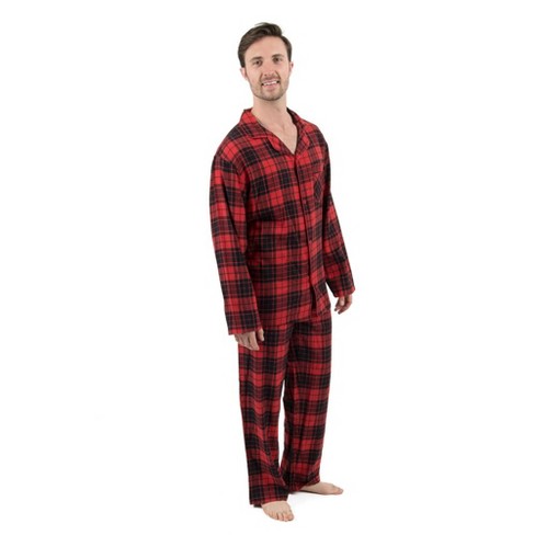 Leveret Mens Two Piece Flannel Pajamas Plaid Black And Red S : Target