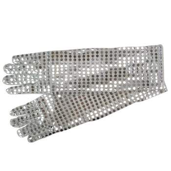 Northlight 18" Silver Sequined Halloween Gloves Costume Accessory