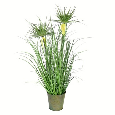 Vickerman Artificial Potted Artificial Grass and Cyperus Heads