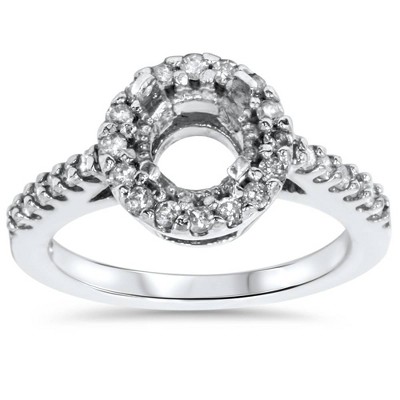 Pompeii3 1/2ct SI Pave Halo Diamond Engagement Ring Setting 14K White Gold